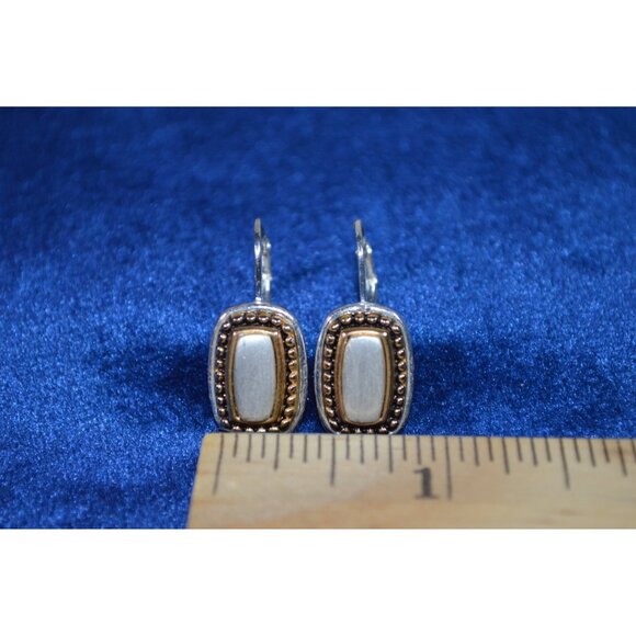 Silver Tone Earrings Western Cowgirl Boho Chic Dangle Two Color Lever Back - Picture 4 of 5